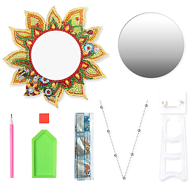 DIY Diamond Painting Mirror Kits, Wall Decoration, including Resin Rhinestones, Diamond Sticky Pen, Tray Plate and Glue Clay