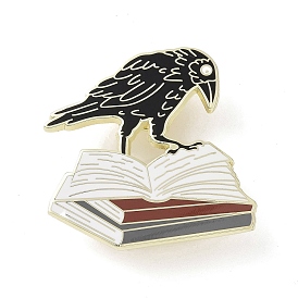 Bookish Raven Alloy Enamel Pin Brooch, for Backpack Clothes