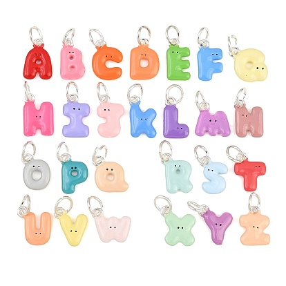 Alloy Enamel Pendants, Letter A~Z Charms