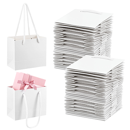 120Pcs Paper Packing Bags with Polyester Handles, Rectangle