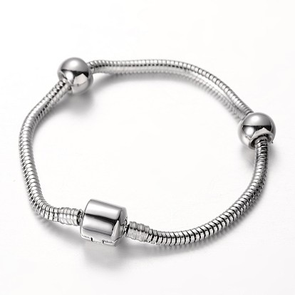 304 Stainless Steel European Style Snake Chains Bracelet Making, with European Clasps