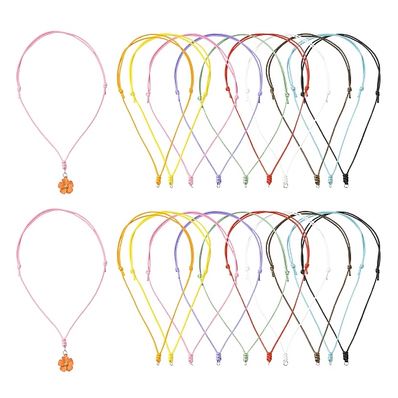 30 шт 10 цвета регулируемый вощеный полиэстеровый шнур изготовление ожерелий, с 304 кольцами из нержавеющей стали, цвет нержавеющей стали