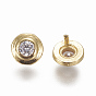 Brass Micro Pave Cubic Zirconia Cabochons, Flat Round