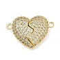 Подвески из латуни с микропаве и прозрачными кубическими циркониями ко Дню святого Валентина, с магнитным, сердце прелести, без свинца и без кадмия, стойки покрытие, долговечный