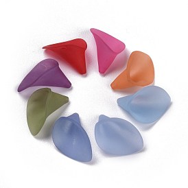 Frosted Acrylic Bead Caps, Trumpet Flower Beads, Flower, 25x15x19.5mm, Hole: 1mm, about 600pcs/500g