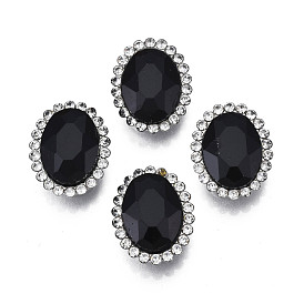 Sew on Rhinestone, Glass Rhinestone, with Iron Prong Settings, Faceted, Oval