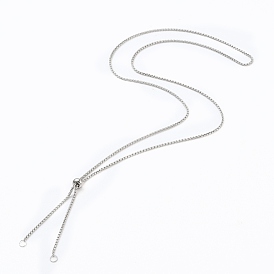 Ion Plating(IP) 304 Stainless Steel Box Chain Slider Necklace Making, Venice Chains Bolo Necklace Making