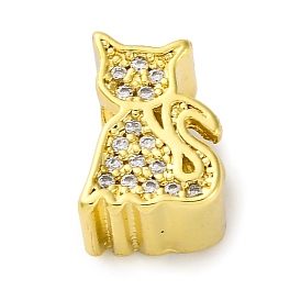 Стойки обшивки латунь микро проложить кубического циркония бусы, долговечный, без кадмия и без свинца, форма кошки