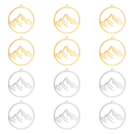 12 шт. 2 цвета 201 подвески из нержавеющей стали, кольцо с горой