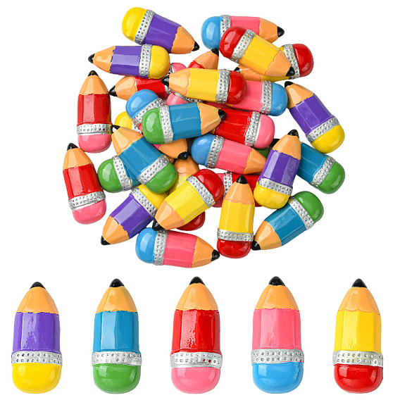 30шт 5 цветные кабошоны из непрозрачной смолы, карандаш