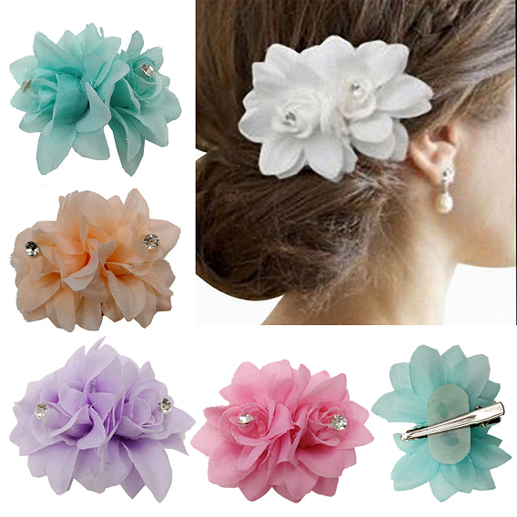Lace Flower Alligator Hair Clips, with Iron Alligator Clips