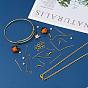Persimmon Bumpy Earrings Bangle Necklace Making Kits, Including Lampwork & ABS Plastic Beads, Alloy Cubic Zirconia Charms, Iron Expandable Bangle & Cable Chain Necklace & Earrings Findings