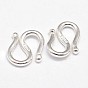 925 Sterling Silver S-Hook Clasps, 8x7.4x1.4mm, Hole: 3.5mm, about 48pcs/20g