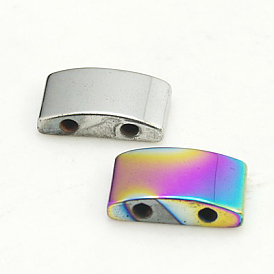 Non-Magnetic Synthetic Hematite Beads, Two Holes, Rectangle, 17.5x10x5mm, Hole: 2mm