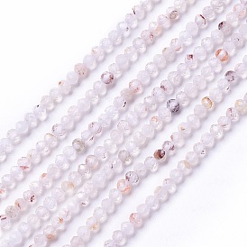 Natural Quartz Crystal Beads Strands, Faceted, Round