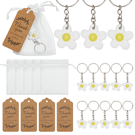 48шт. железные пластиковые брелоки, цветок, платина, с 48шт. благодарственные тематические крафт-бумажные карточки для демонстрации шнуров, прямоугольные, 48 подарочные пакеты из органзы с кулиской.