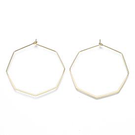 Brass Hoop Earring Findings, Hexagon, Wine Glass Charms, Nickel Free