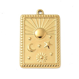 304 подвески из нержавеющей стали, прямоугольник с подвеской в виде солнца, луны и звезды