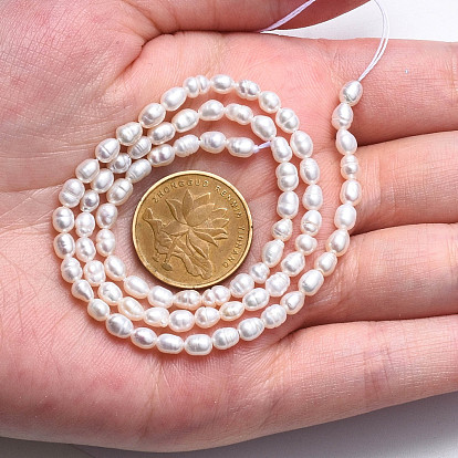 Grade AA Natural Cultured Freshwater Pearl Beads Strands, Rice
