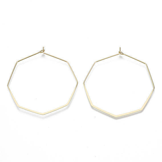 Brass Hoop Earring Findings, Hexagon, Wine Glass Charms, Nickel Free