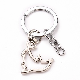 Iron Dolphin Keychain, with Alloy Split Key Rings and Cable Chains