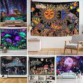 Polyester Mushroom Wall Hanging Tapestry, for Bedroom Living Room Decoration, Rectangle