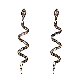 Sparkling Snake Earrings - Unique Diamond-studded Ear Studs for Women's Fashion Jewelry