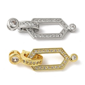 Латунный паве из прозрачного кубического циркония с застежками, без свинца и без кадмия, долговечный, стойки покрытие, шестиугольник