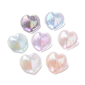 UV Plating Rainbow Iridescent Acrylic Pendants, Glitter, Heart Charm