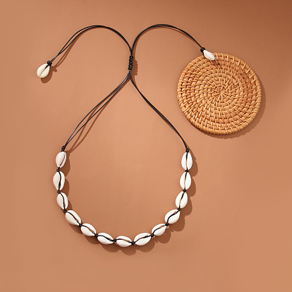Плетеные ожерелья из натуральных морских ракушек, регулируемые летние пляжные ожерелья для женщин