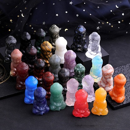 Резная статуя Будды из драгоценного камня, Камень Рейки для домашнего офиса, рабочего стола, украшение по фэн-шуй