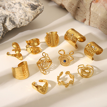 304 из нержавеющей стали Манжета кольца для женщин, реальный 18 k позолоченный