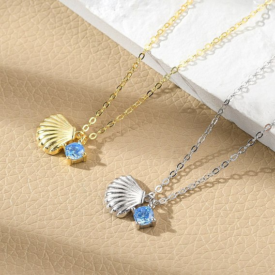 925 Женские подвески из стерлингового серебра с микропаве из кубического циркония, с подвесками в форме ракушки