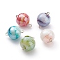 Handmade Lampwork Links, with Platinum Brass Eye Pins, Pearlized, Round