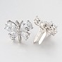 Butterfly Brass Cubic Zirconia Shoe Buckle Clips, for Shoes Bag Decoration, Purse Hardware Accessoriess, 21mm
