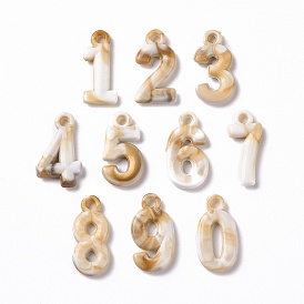 Acrylic Pendants, Imitation Gemstone Style, Number