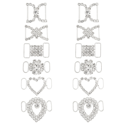 12 шт. 6 стили латунные хрустальные стразы соединительные подвески, звенья орнамент для украшения бикини, разнообразные