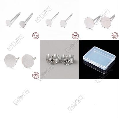 925 hallazgos de aretes con forma de almohadilla plana de plata de ley, postes para pendientes con sello 925, Tuercas de fricción de plata esterlina