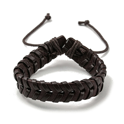 Adjustable PU Leather & Waxed Braided Cord Bracelet