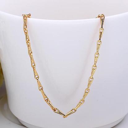 Gold Plated Tin Alloy Bar Link Chain Fine Necklaces,, with Lobster Claw Clasps