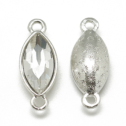 Соединители звеньев сплава стекла, граненые, лошадиный глаз , платина