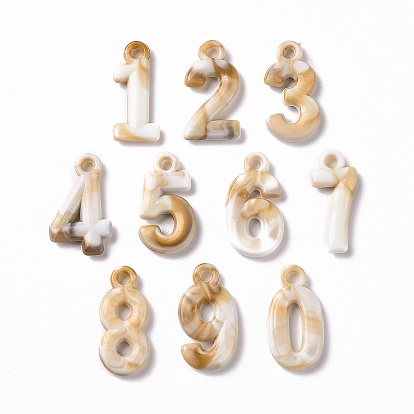 Acrylic Pendants, Imitation Gemstone Style, Number