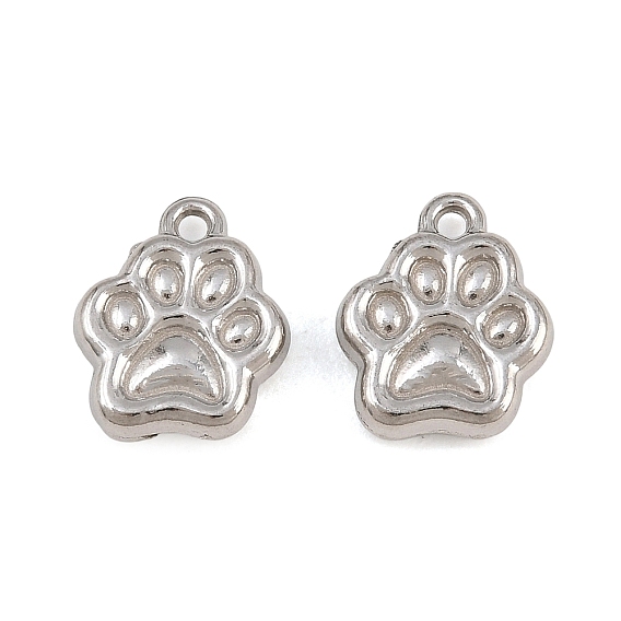 304 Stainless Steel Charms, Paw Print Charms