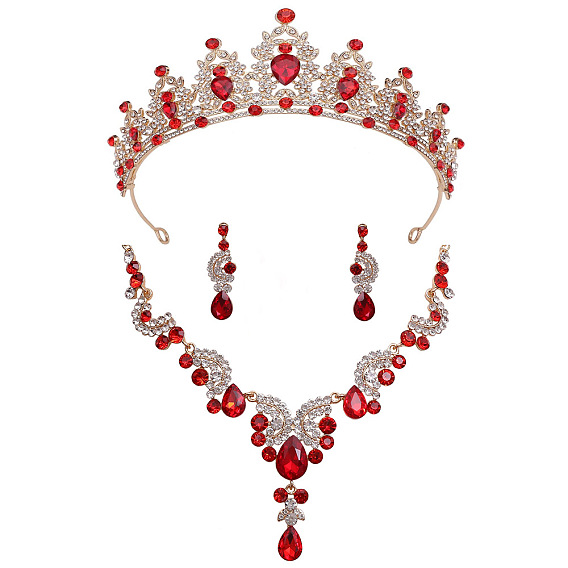 Комплект из ожерелья с подвеской в виде капли и луны из сплава со стразами и серег-гвоздиков