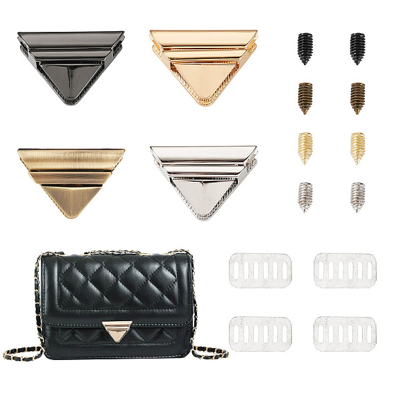 4 сумки 4 цвета цинковый сплав закручивающиеся застежки-защелки для сумок, треугольные, аксессуары для кошелька diy bag