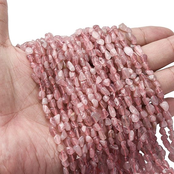 Природного розового кварца нитей бисера, самородки