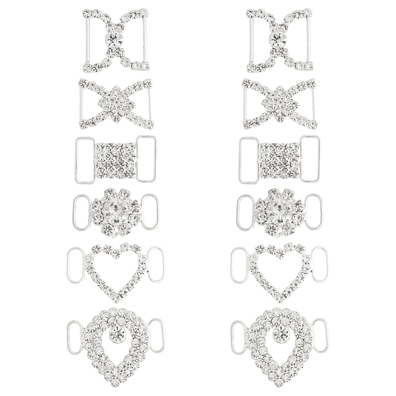 12 шт. 6 стили латунные хрустальные стразы соединительные подвески, звенья орнамент для украшения бикини, разнообразные