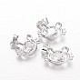 Brass Cubic Zirconia Kitten Charms, Cat Head Shape, 14x17x4.5mm, Hole: 4x4mm