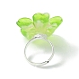 Luminous Glow in the Dark Flower Resin Finger Ring, Silver Brass Adjustable Ring
