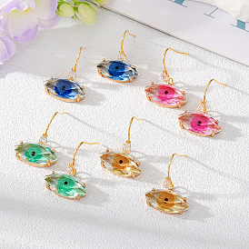Colorful Eye-shaped Diamond Earrings for Women, Vintage and Fashionable